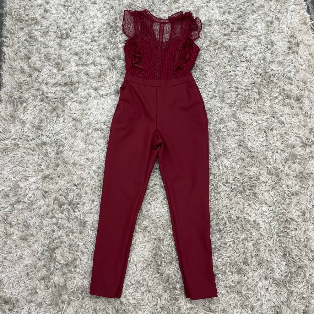 Adelyn Rae-Burgandy jumpsuit-Small